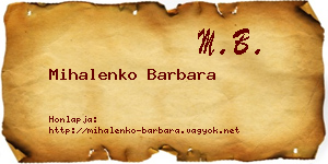 Mihalenko Barbara névjegykártya
